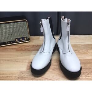 STUART WEITZMAN Women’s 8 Lodge Zip Leather Bootie Boots Shoes White $585
